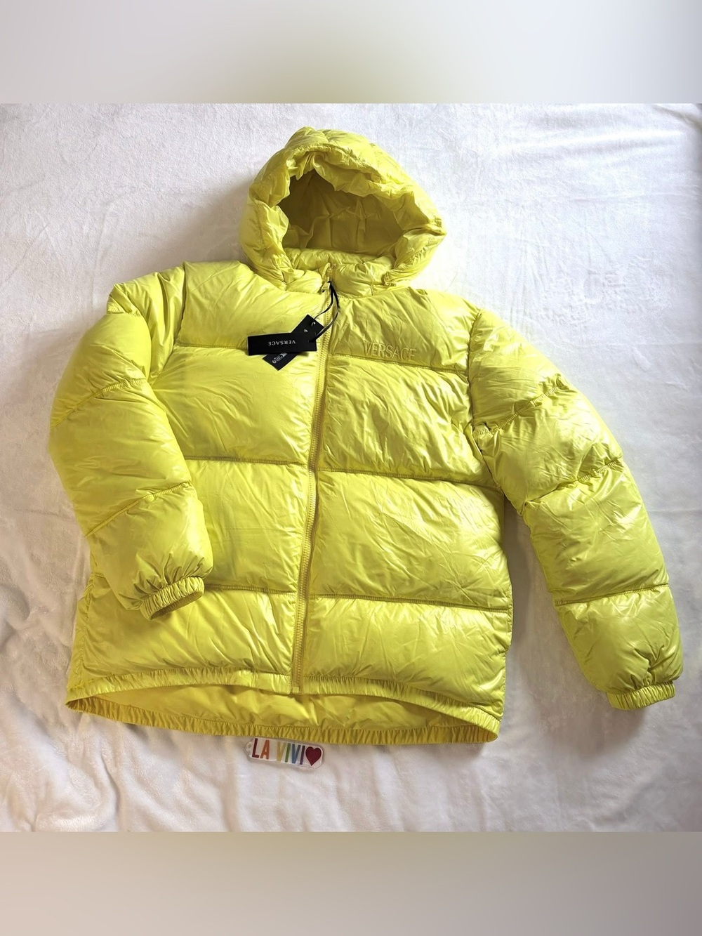 Versace Kids Bright Yellow Hooded Puffer Coat